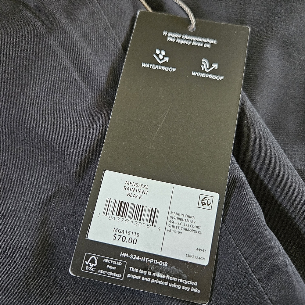 Walter Hagen Rain Pant Black Golf Waterproof Men's Size XXLarge - Picture 3 of 11